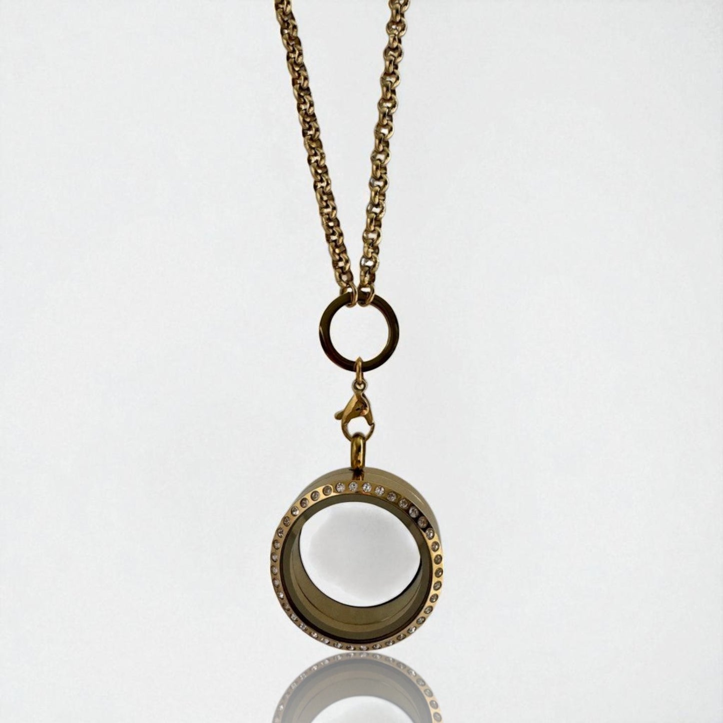 Gold CZ Circle Pearl Cage