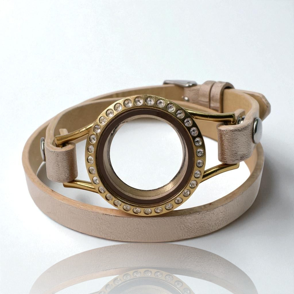 Gold CZ Pearl Cage Wrap Bracelet