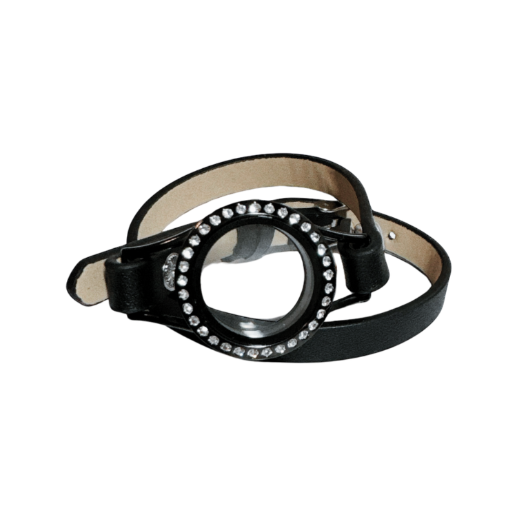 Black CZ Pearl Cage Wrap Bracelet