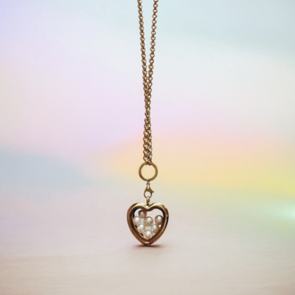 Rose Gold Heart Pearl Cage