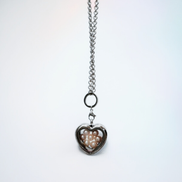 Silver Heart Pearl Cage