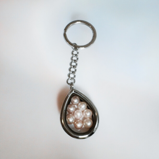 Silver Pear Cage Keychain