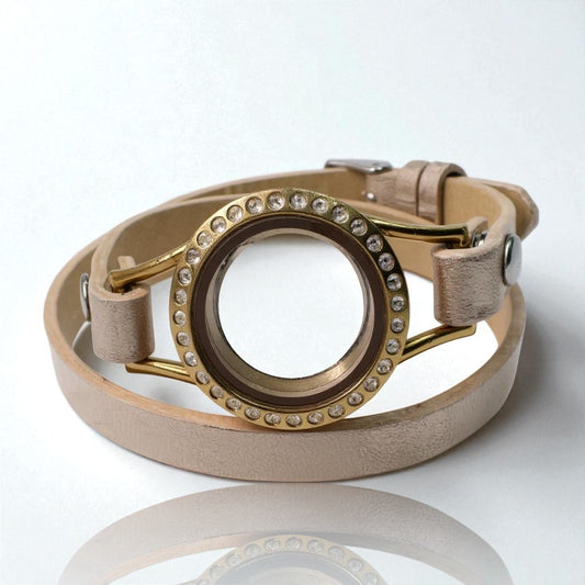 Gold CZ Pearl Cage Wrap Bracelet