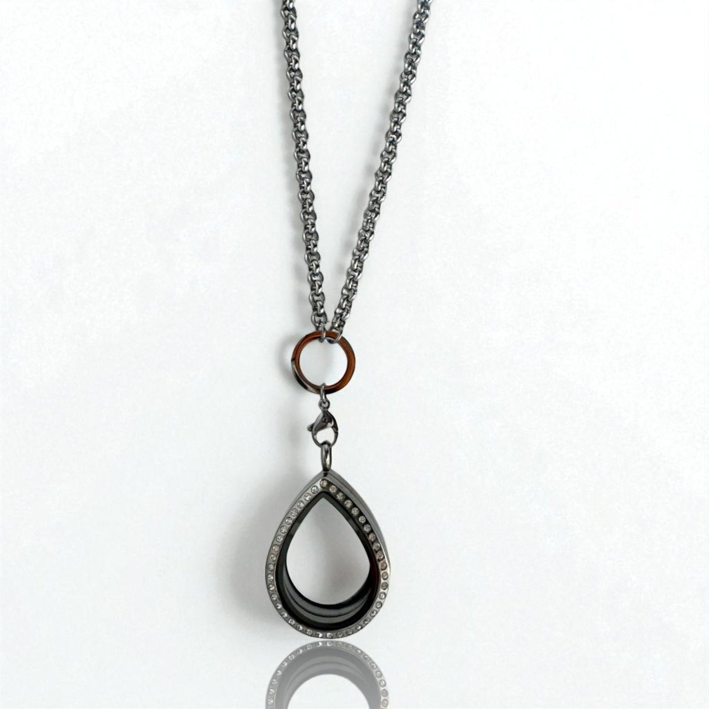 Silver CZ Pear Shaped Pearl Cage